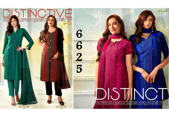 Vaishali Fashion 6600 Series Printed Pure Crape Dress Material