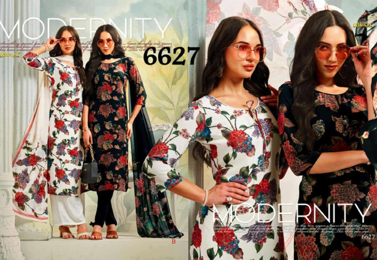 Vaishali Fashion 6600 Series Printed Pure Crape Dress Material