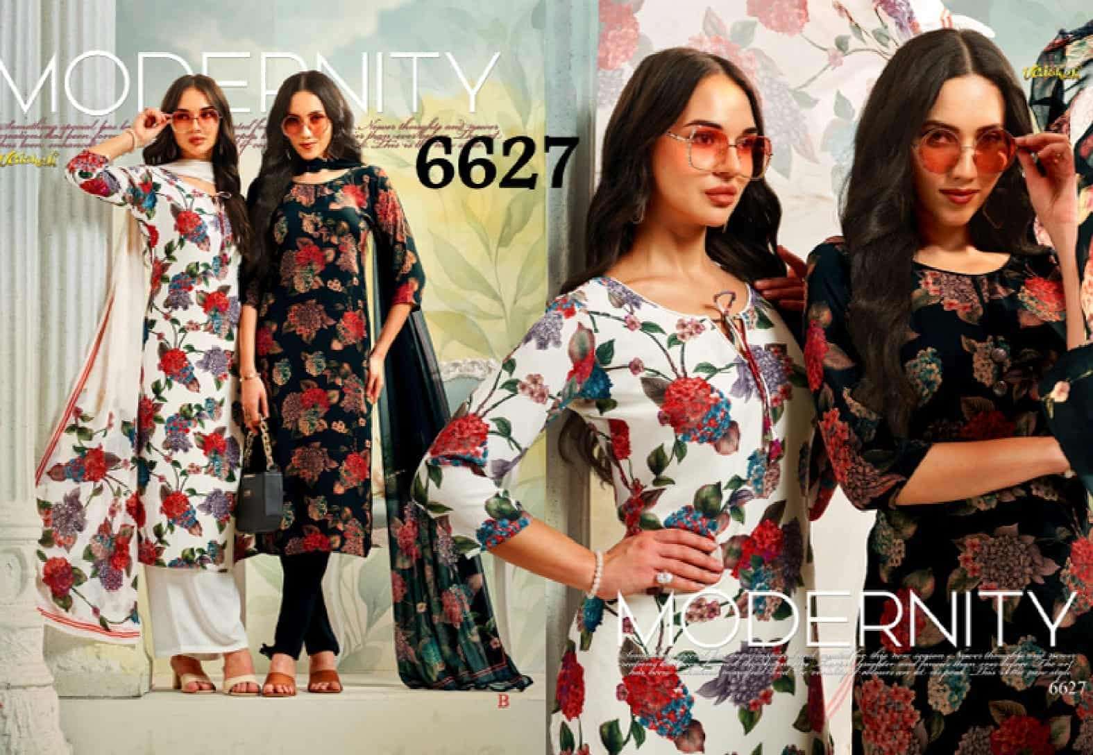 Vaishali Fashion 6600 Series Printed Pure Crape Dress Material