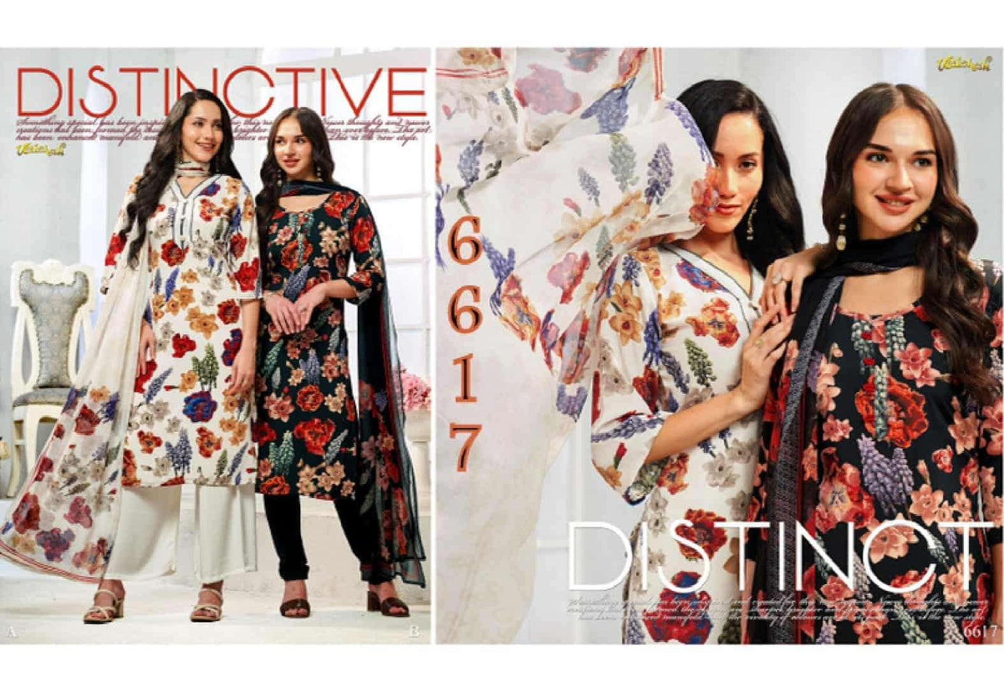 Vaishali Fashion 6600 Series Printed Pure Crape Dress Material