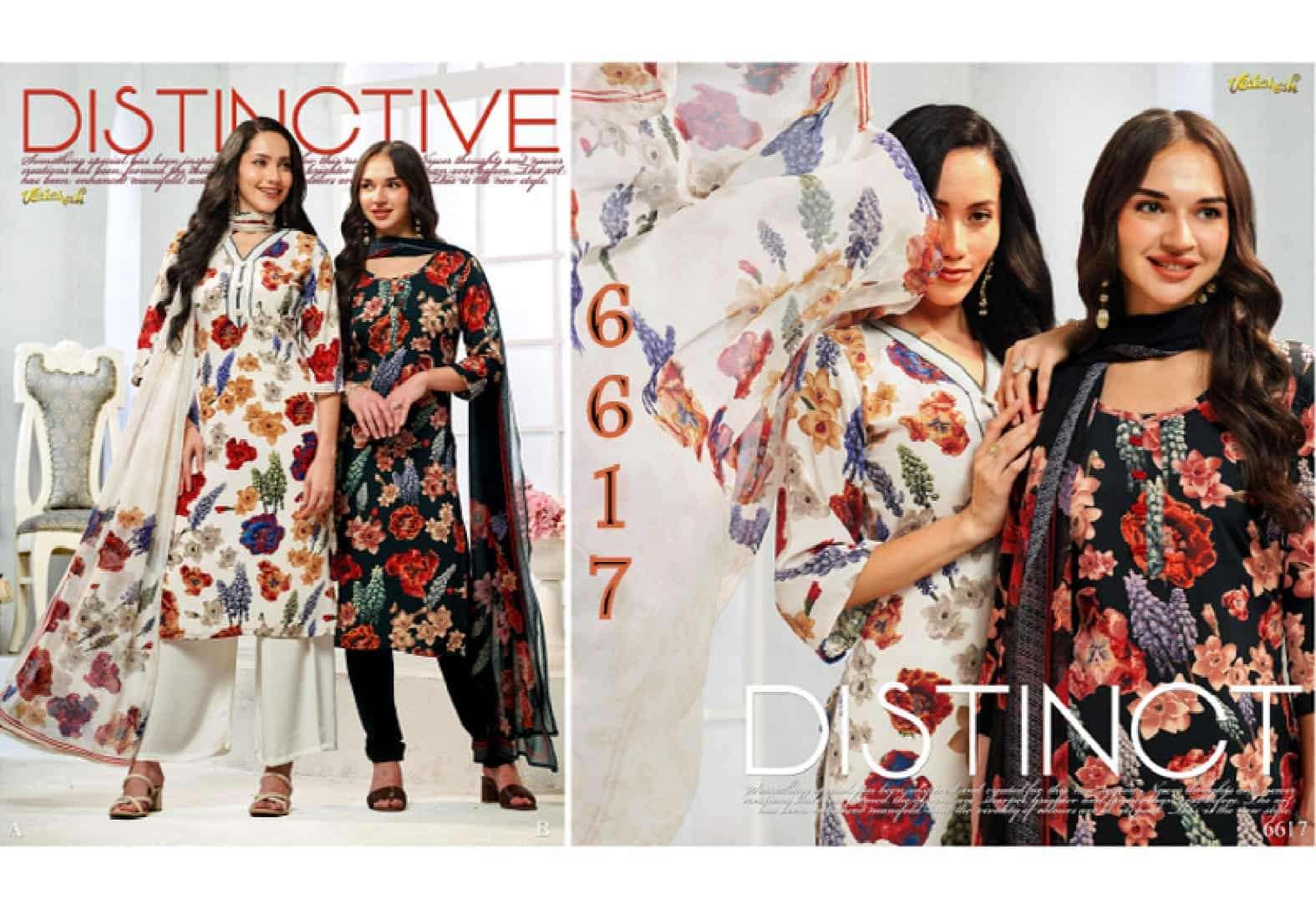 Vaishali Fashion 6600 Series Printed Pure Crape Dress Material