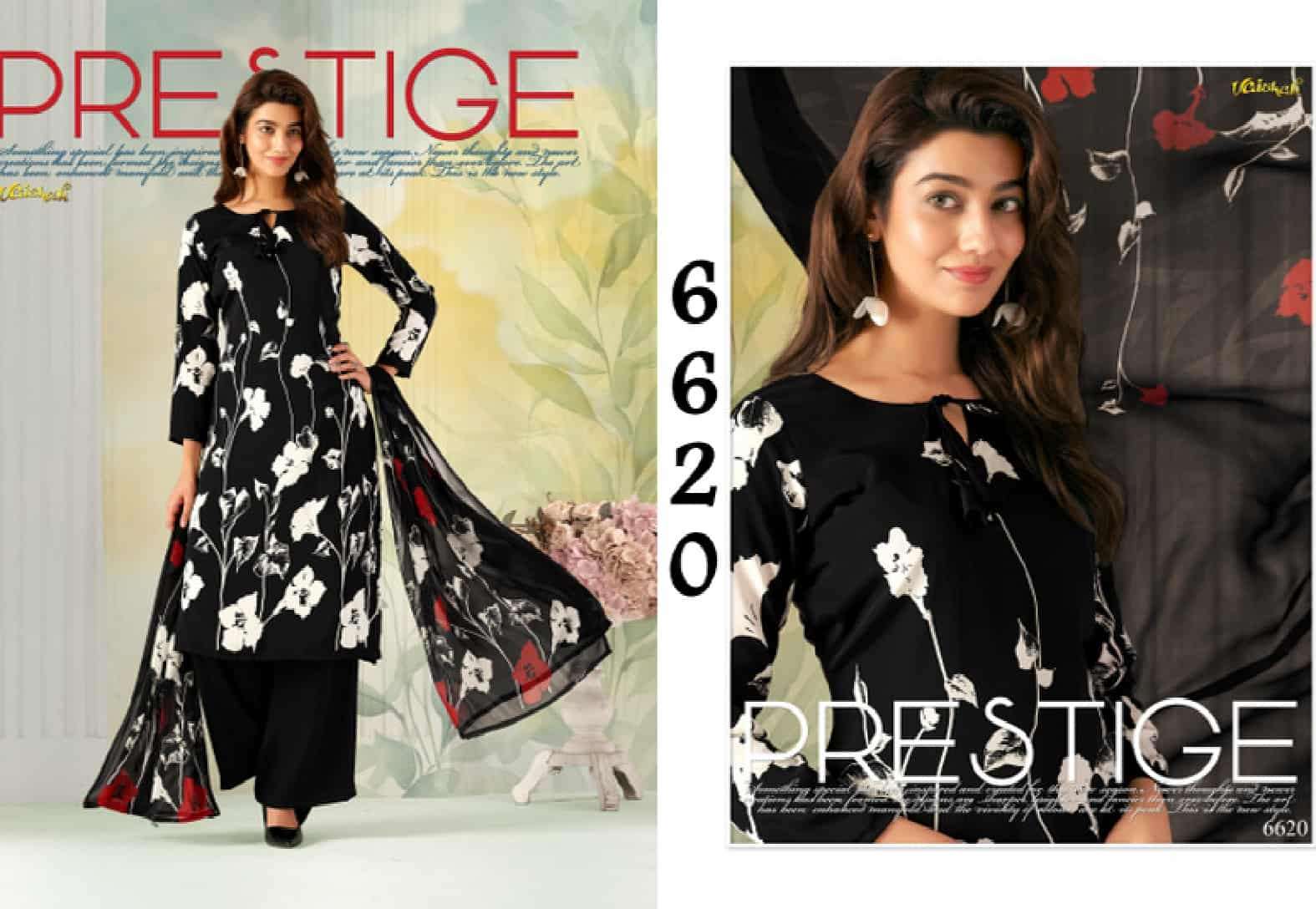 Vaishali Fashion 6600 Series Printed Pure Crape Dress Material