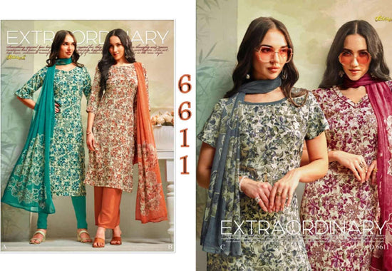 Vaishali Fashion 6600 Series Printed Pure Crape Dress Material