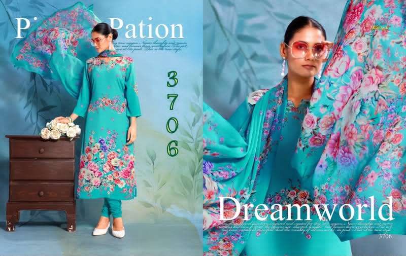 Vaishali Fashion 3700 Series Pure Crape Digital Printed Dress Material - Amrah Wholesale