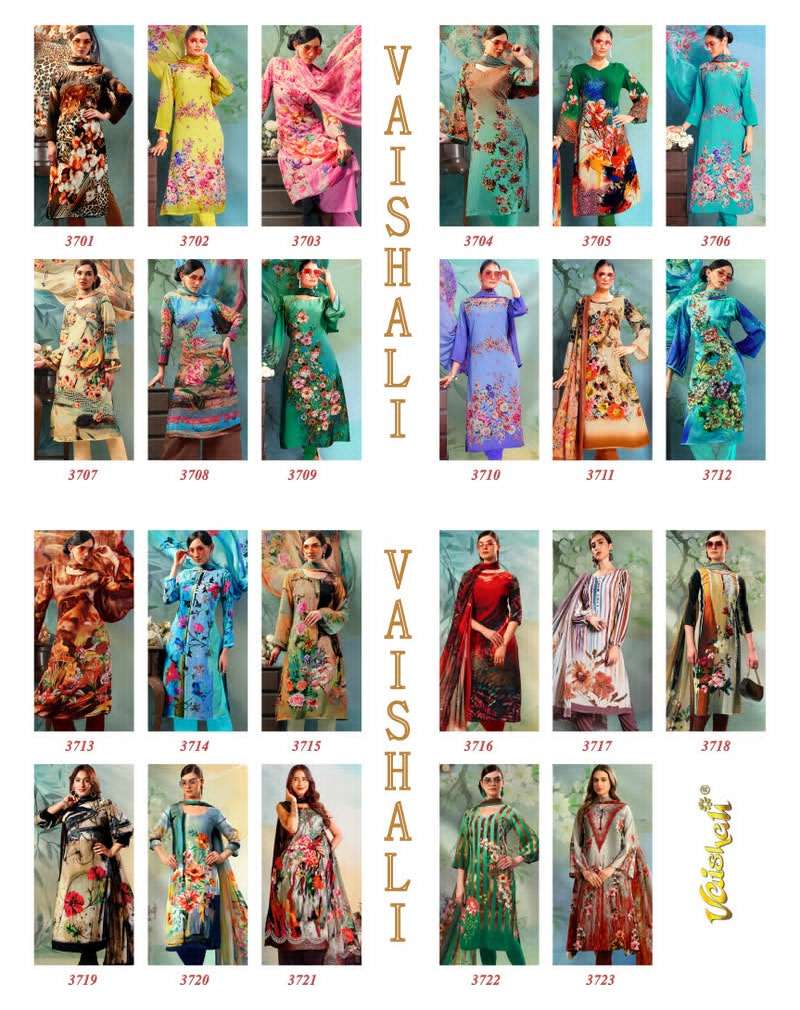 Vaishali Fashion 3700 Series Pure Crape Digital Printed Dress Material - Amrah Wholesale