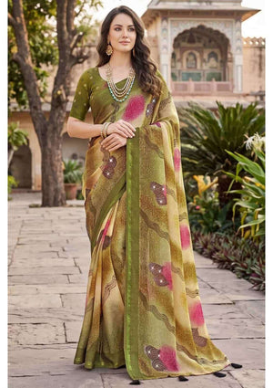 Vallabhi Aayushi Vol 4 Moss Abstract Print Saree