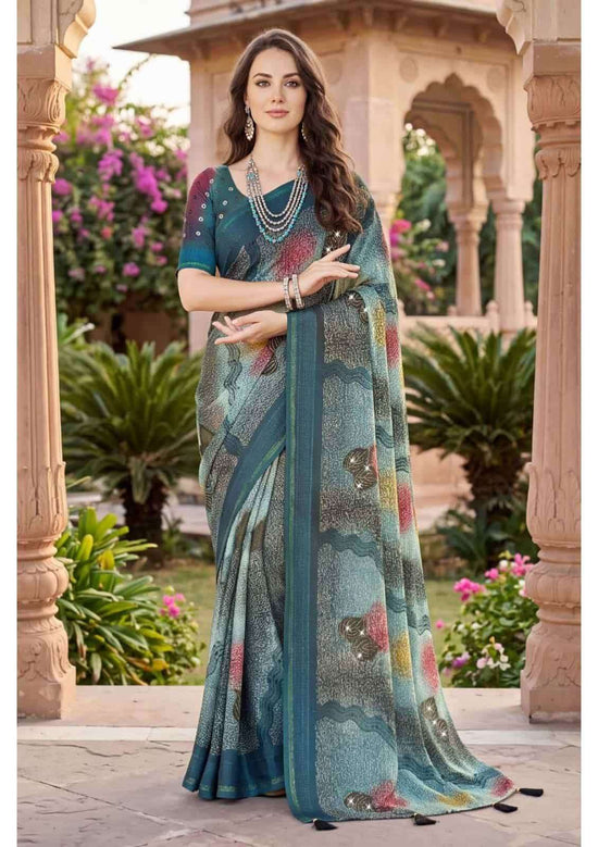 Vallabhi Aayushi Vol 4 Moss Abstract Print Saree