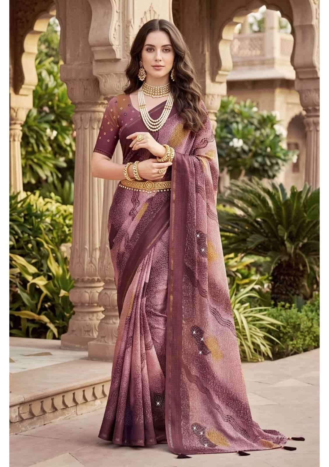 Vallabhi Aayushi Vol 4 Moss Abstract Print Saree