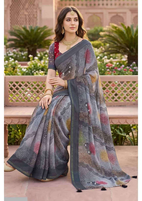 Vallabhi Aayushi Vol 4 Moss Abstract Print Saree