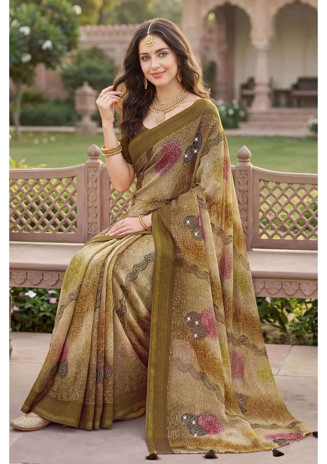 Vallabhi Aayushi Vol 4 Moss Abstract Print Saree