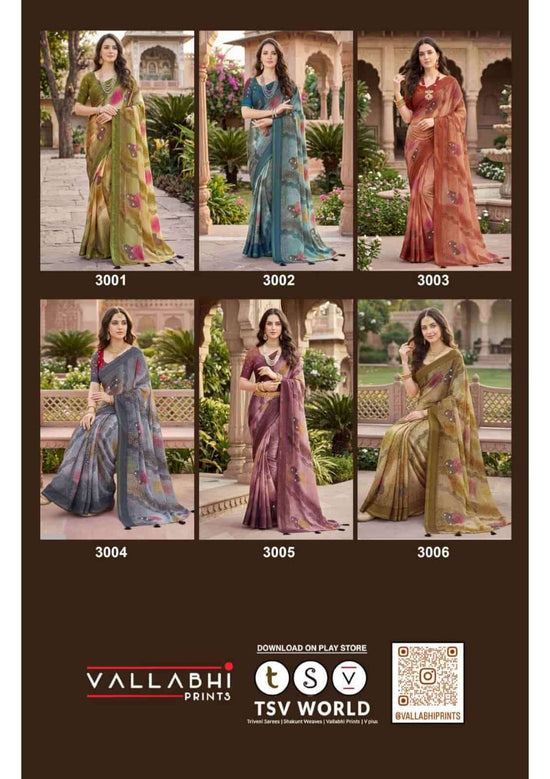 Vallabhi Aayushi Vol 4 Moss Abstract Print Saree