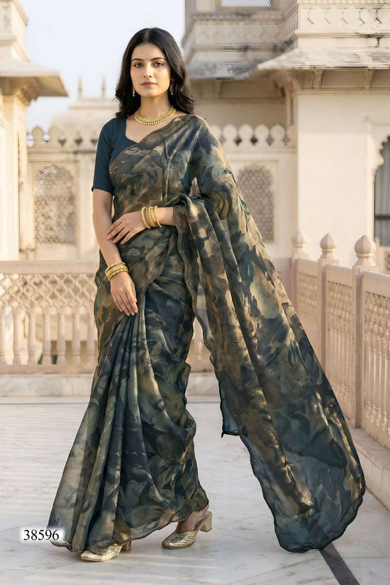 Vallabhi Berry Vol 16 NC Satin Abstract Print Swarovski Saree - Amrah Wholesale