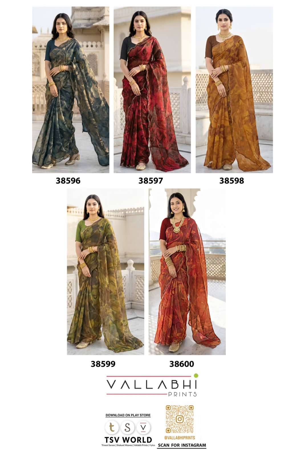 Vallabhi Berry Vol 16 NC Satin Abstract Print Swarovski Saree - Amrah Wholesale