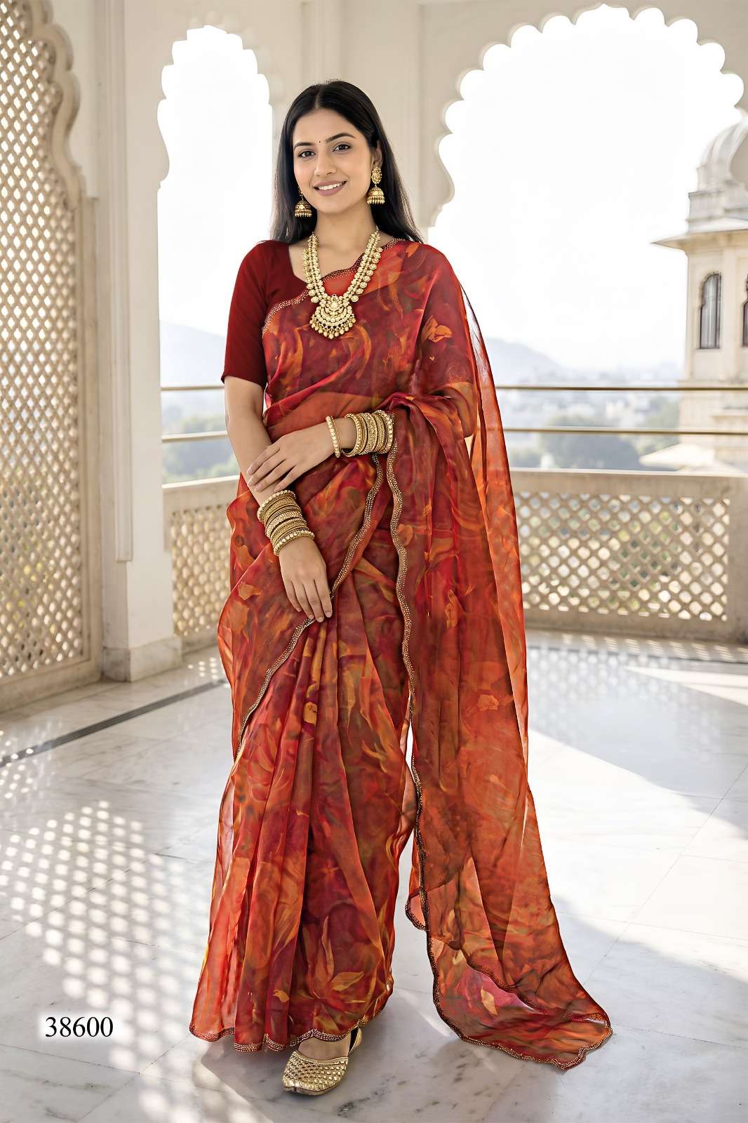 Vallabhi Berry Vol 16 NC Satin Abstract Print Swarovski Saree - Amrah Wholesale