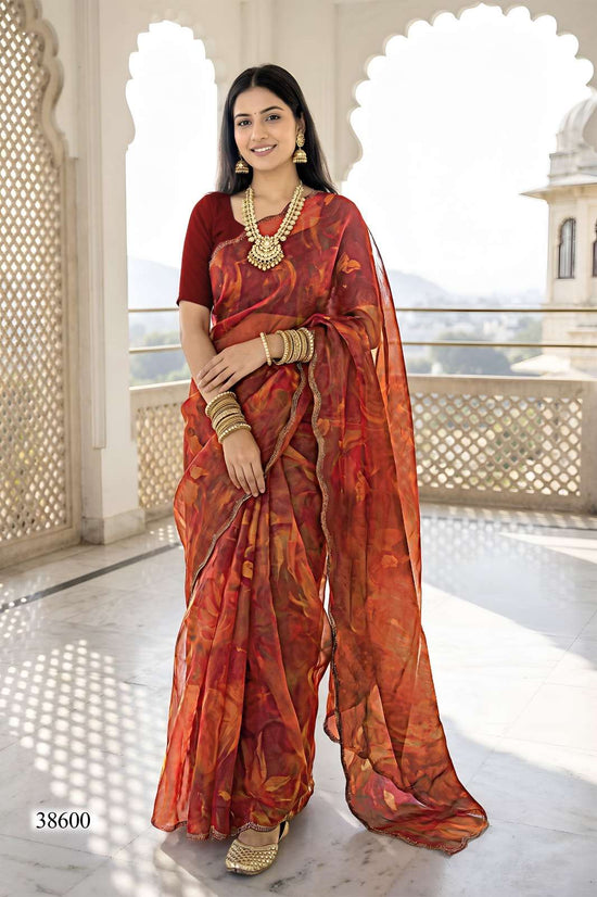 Vallabhi Berry Vol 16 NC Satin Abstract Print Swarovski Saree - Amrah Wholesale