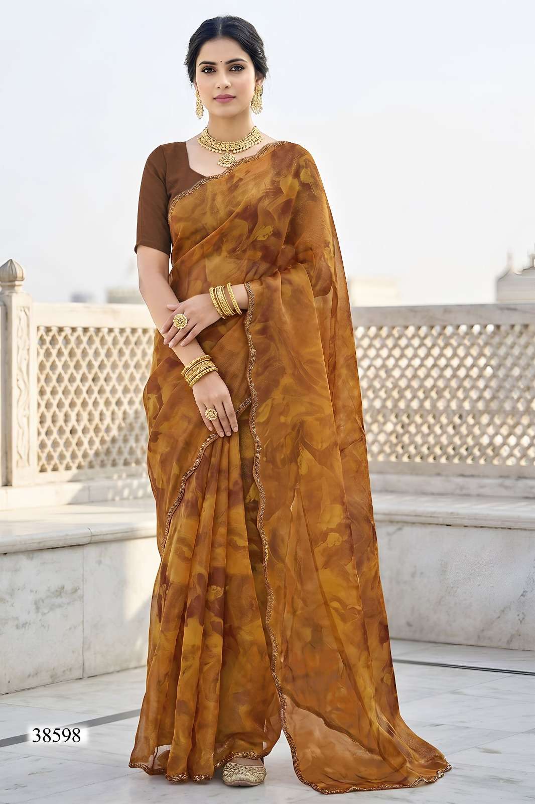 Vallabhi Berry Vol 16 NC Satin Abstract Print Swarovski Saree - Amrah Wholesale