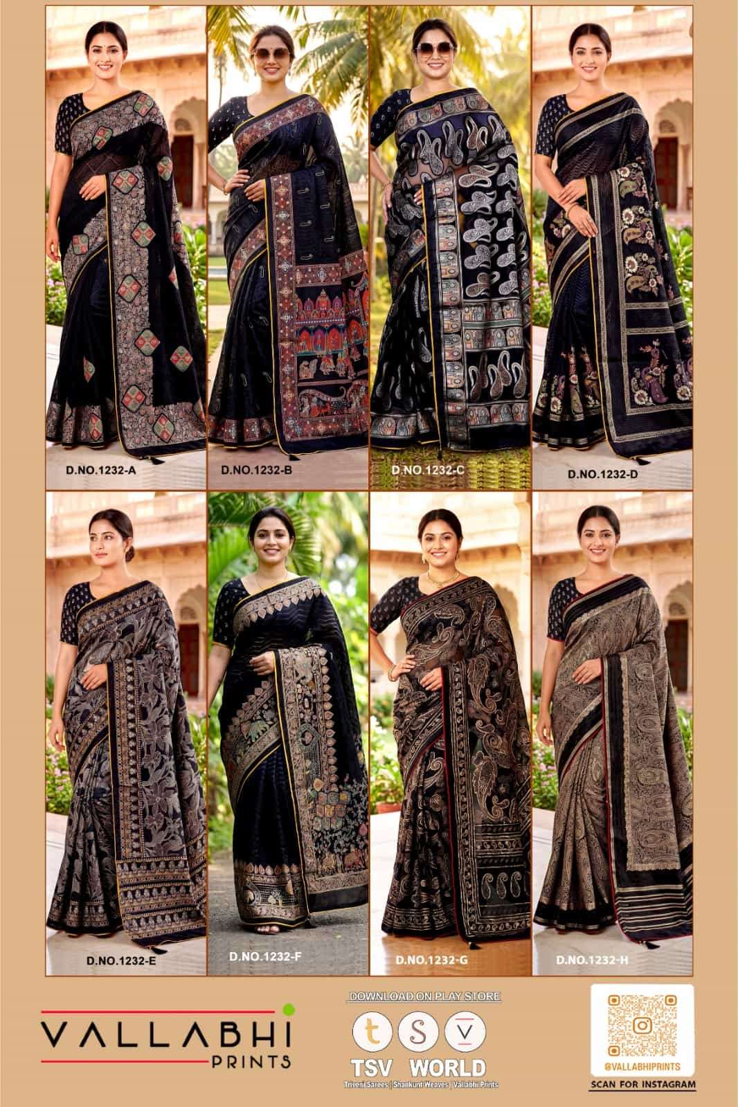 Vallabhi Black Royale Brasso Abstract Print Saree - Amrah Wholesale