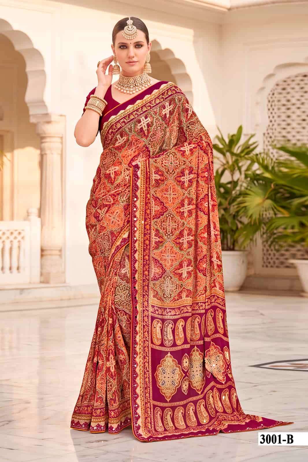 Vallabhi Indira Vol 3 Weightless Ethnic Mirror Work Saree