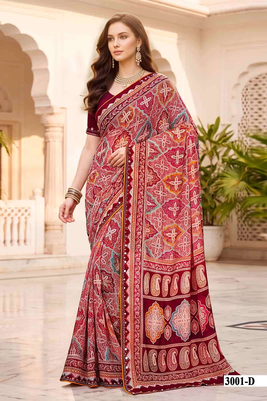 Vallabhi Indira Vol 3 Weightless Ethnic Mirror Work Saree