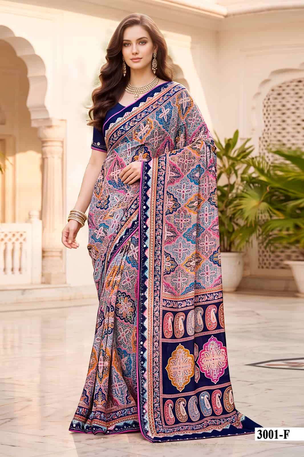 Vallabhi Indira Vol 3 Weightless Ethnic Mirror Work Saree