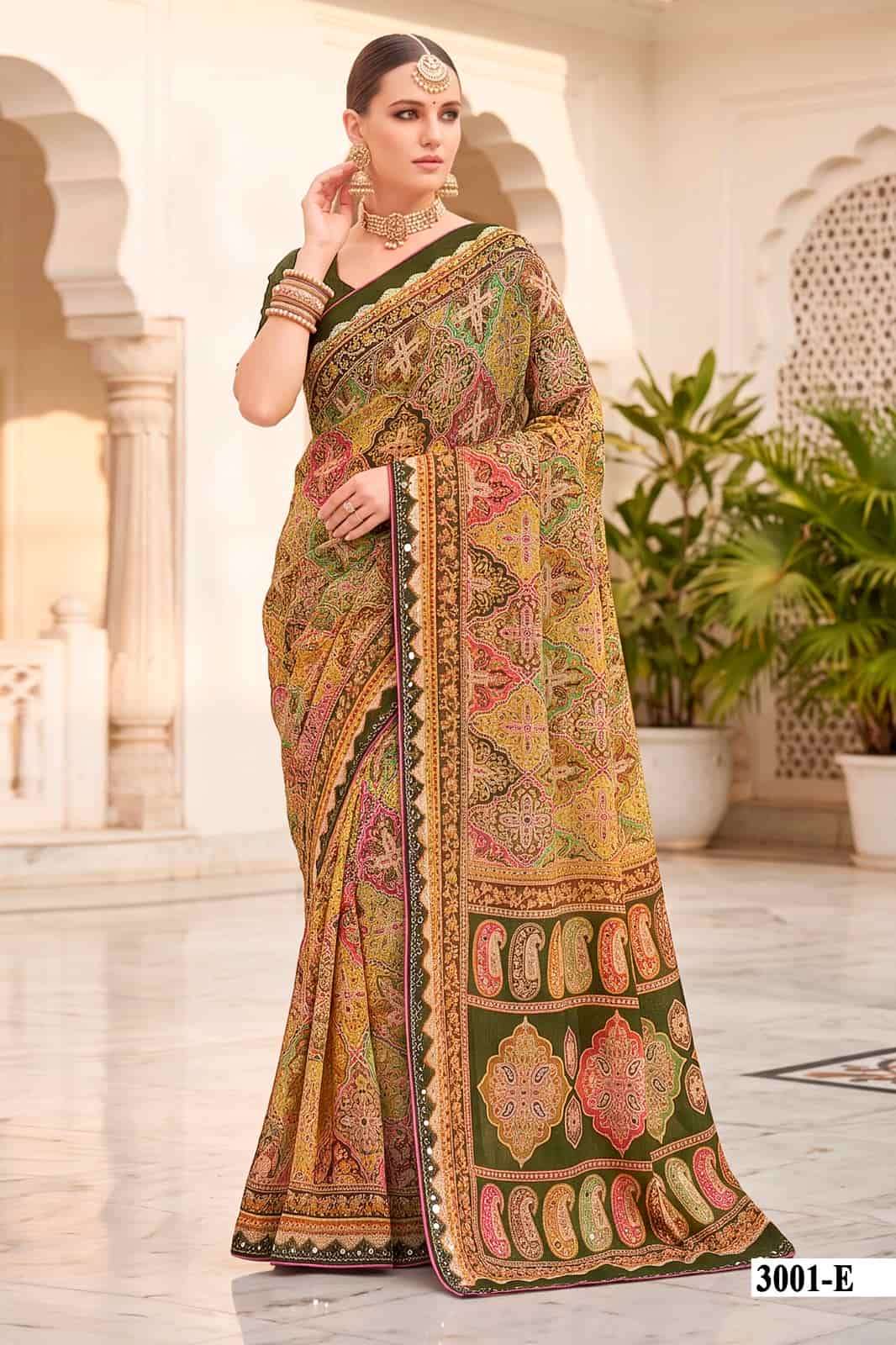 Vallabhi Indira Vol 3 Weightless Ethnic Mirror Work Saree