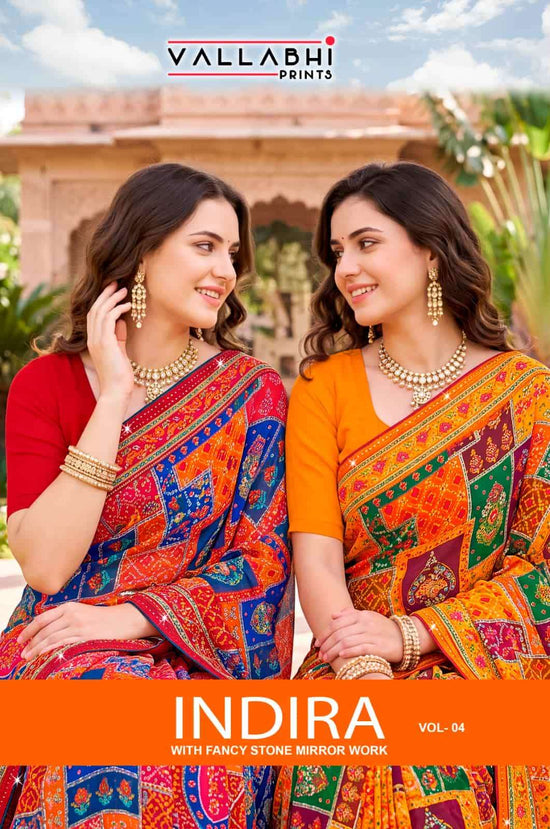 Vallabhi Indira Vol 4 Weightless Ethnic Mirror Work Saree