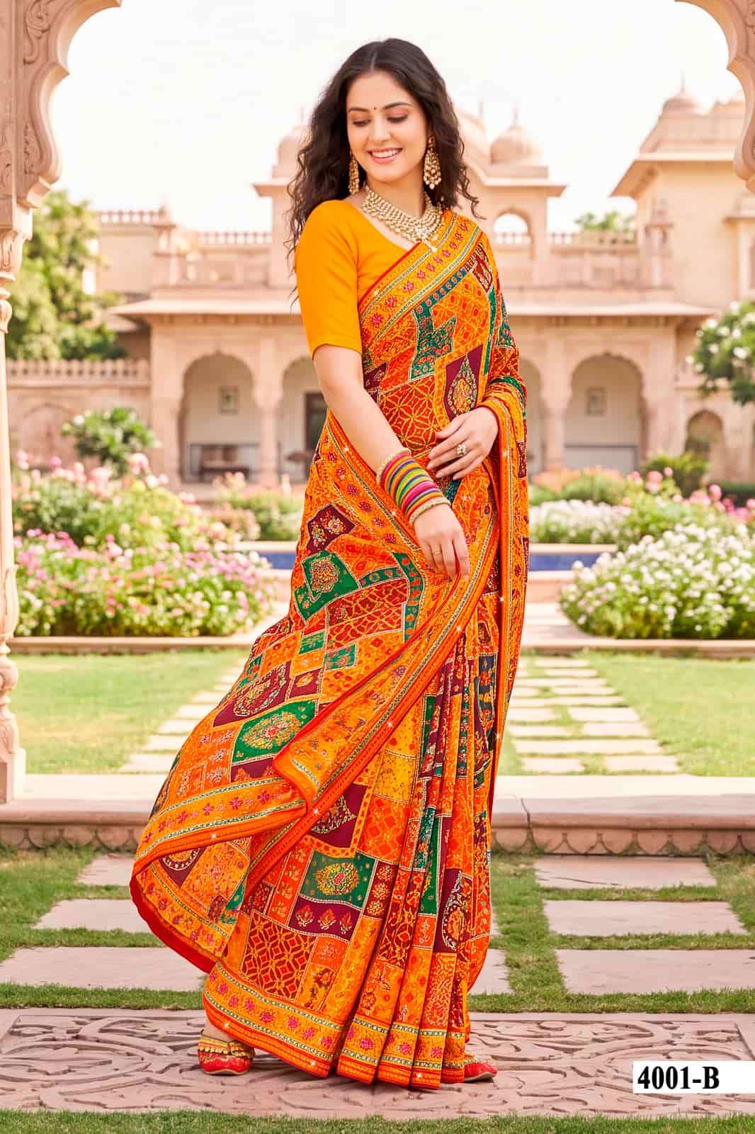 Vallabhi Indira Vol 4 Weightless Ethnic Mirror Work Saree