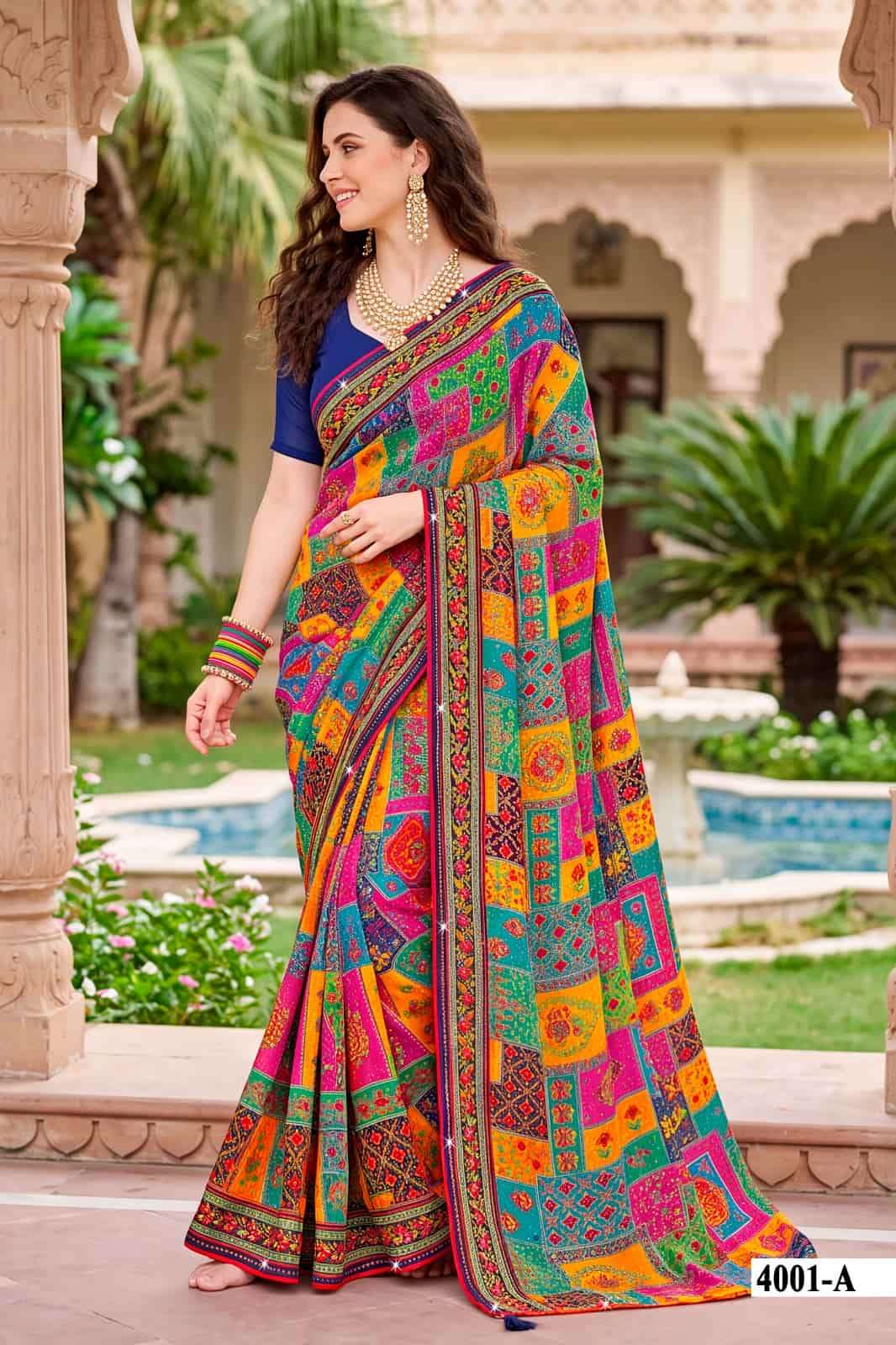 Vallabhi Indira Vol 4 Weightless Ethnic Mirror Work Saree