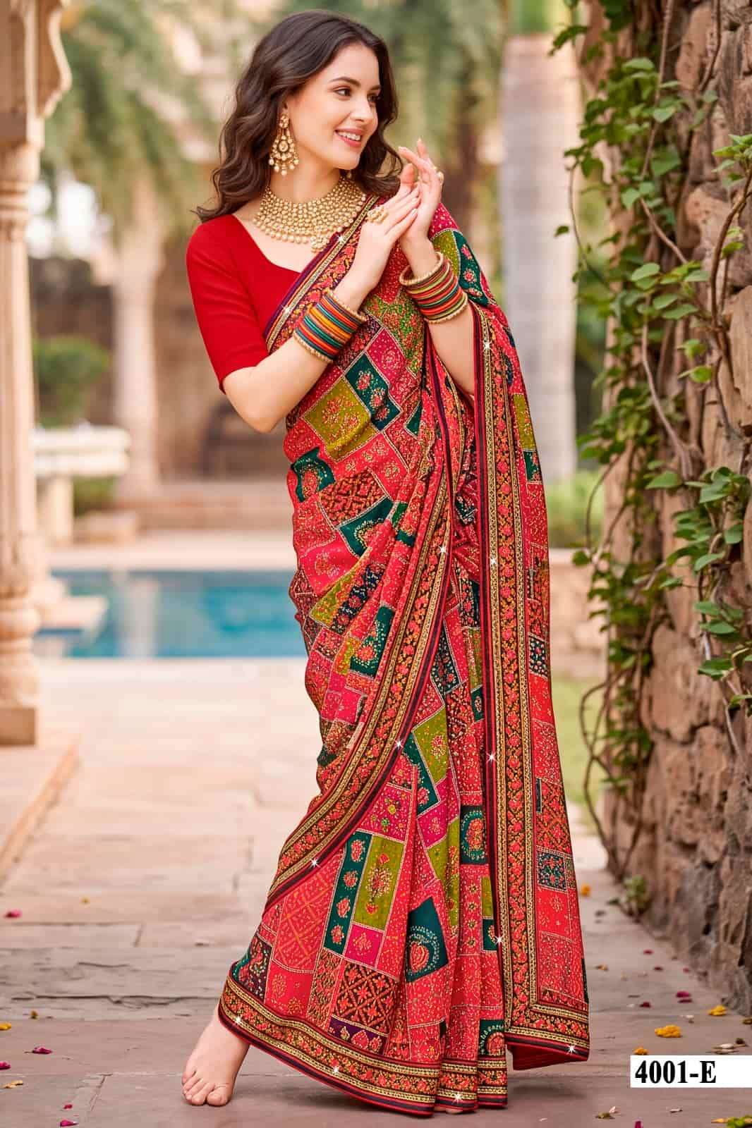 Vallabhi Indira Vol 4 Weightless Ethnic Mirror Work Saree