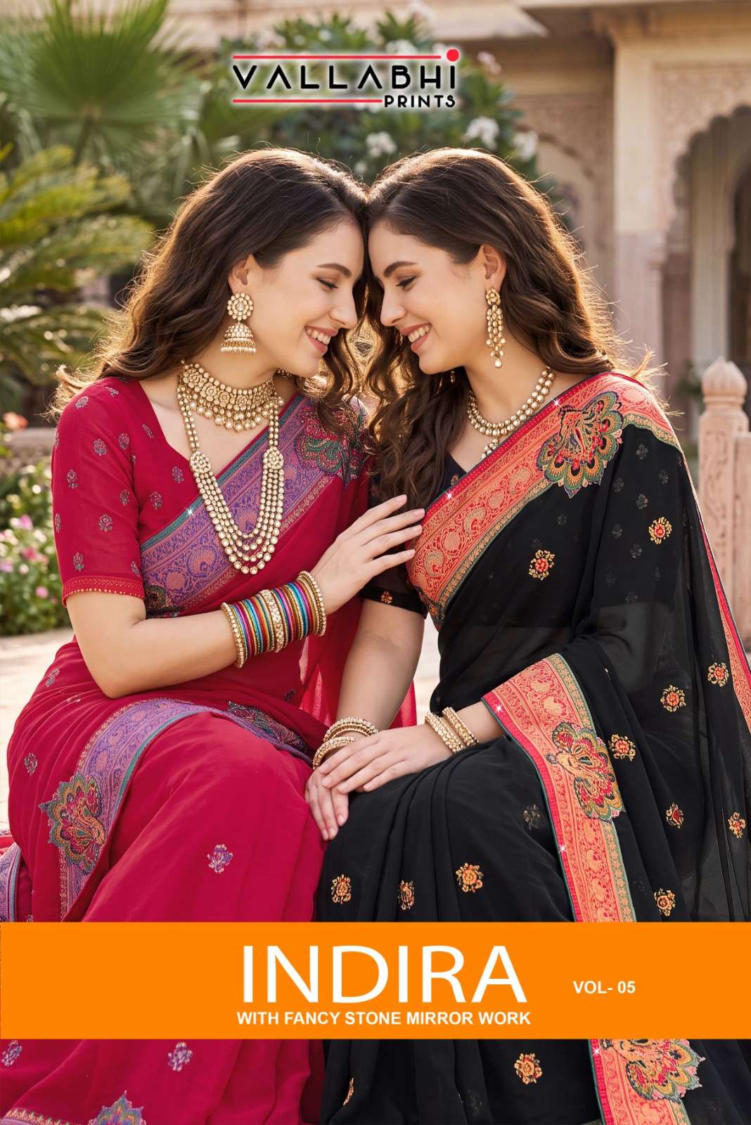 Vallabhi Indira Vol 5 Weightless Ethnic Mirror Work Saree