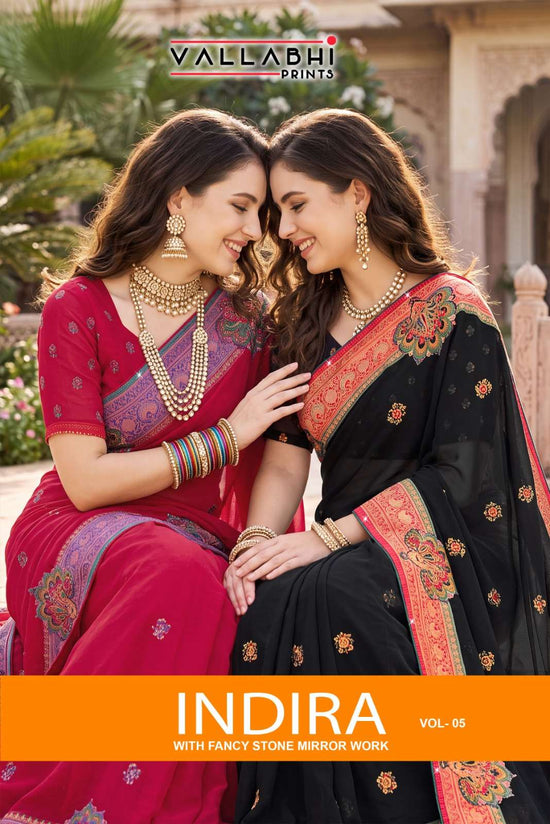 Vallabhi Indira Vol 5 Weightless Ethnic Mirror Work Saree