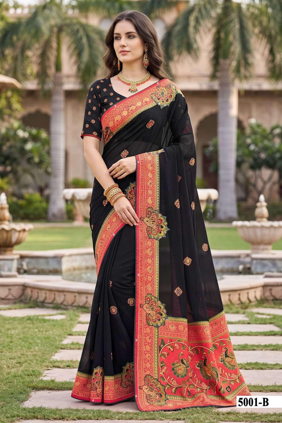 Vallabhi Indira Vol 5 Weightless Ethnic Mirror Work Saree