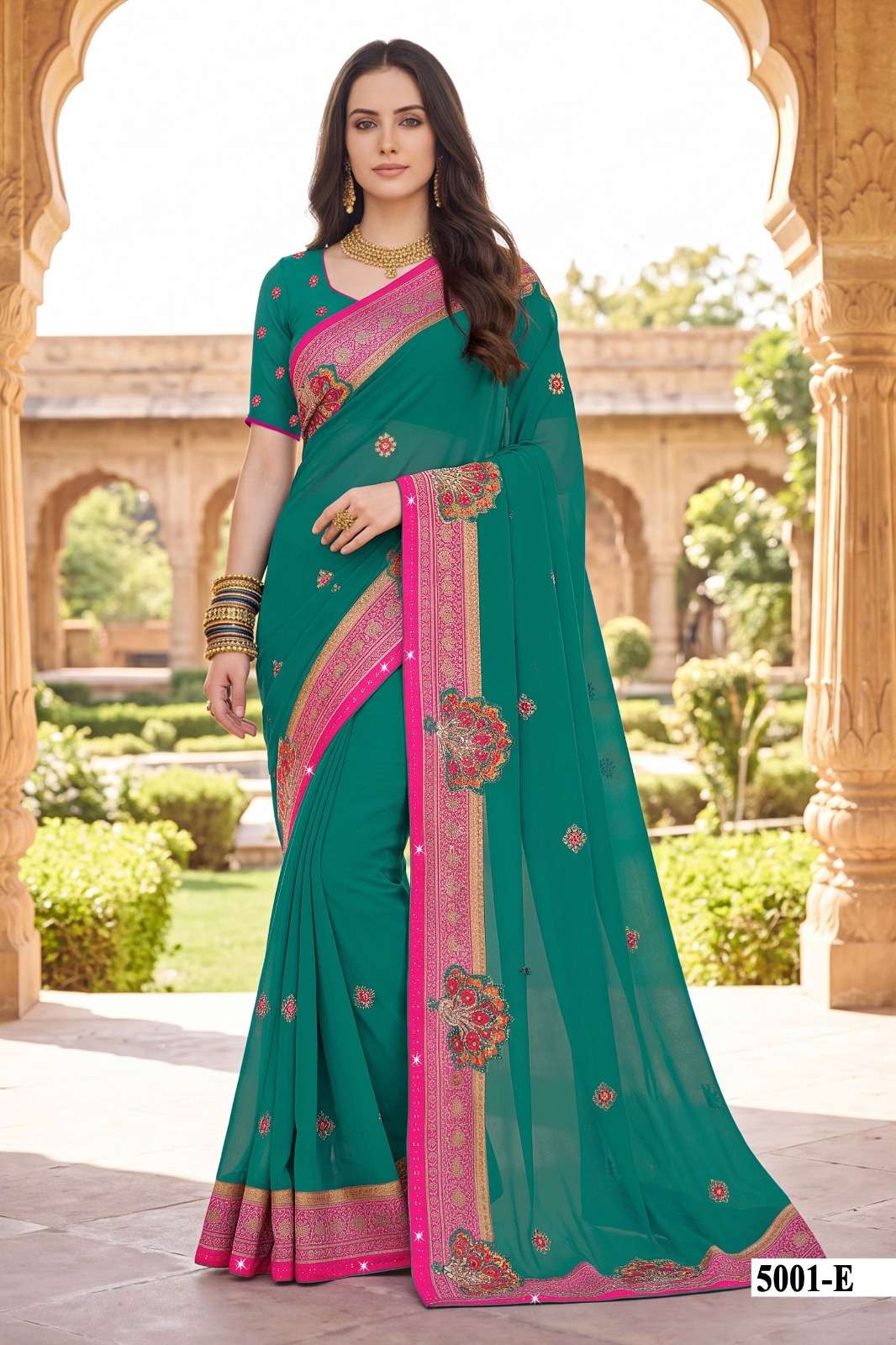 Vallabhi Indira Vol 5 Weightless Ethnic Mirror Work Saree