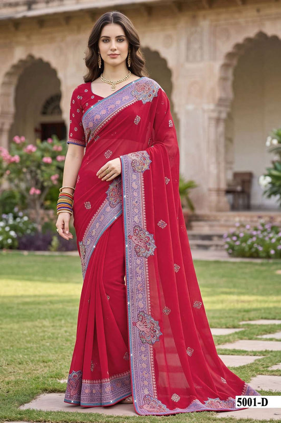 Vallabhi Indira Vol 5 Weightless Ethnic Mirror Work Saree