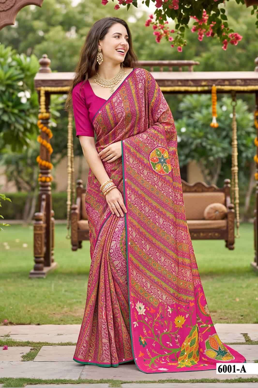 Vallabhi Indira Vol 6 Weightless Floral Mirror Work Georgette Saree