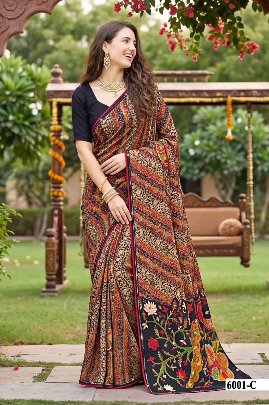 Vallabhi Indira Vol 6 Weightless Floral Mirror Work Georgette Saree
