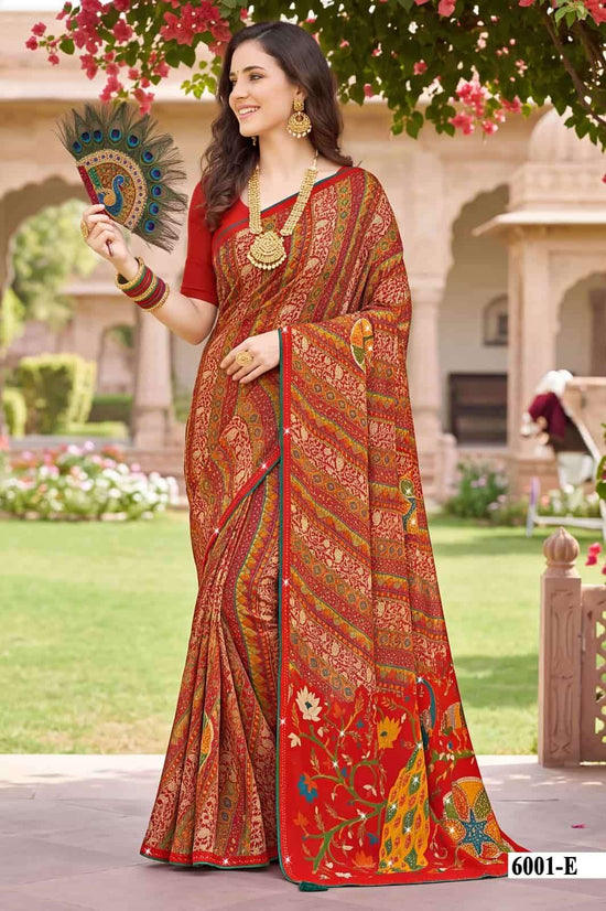 Vallabhi Indira Vol 6 Weightless Floral Mirror Work Georgette Saree