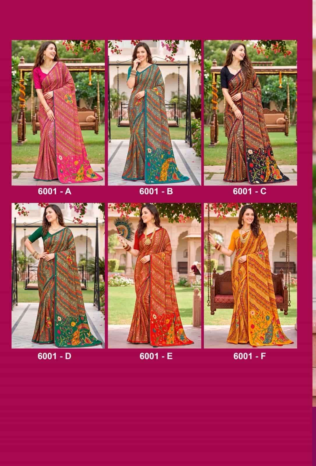 Vallabhi Indira Vol 6 Weightless Floral Mirror Work Georgette Saree