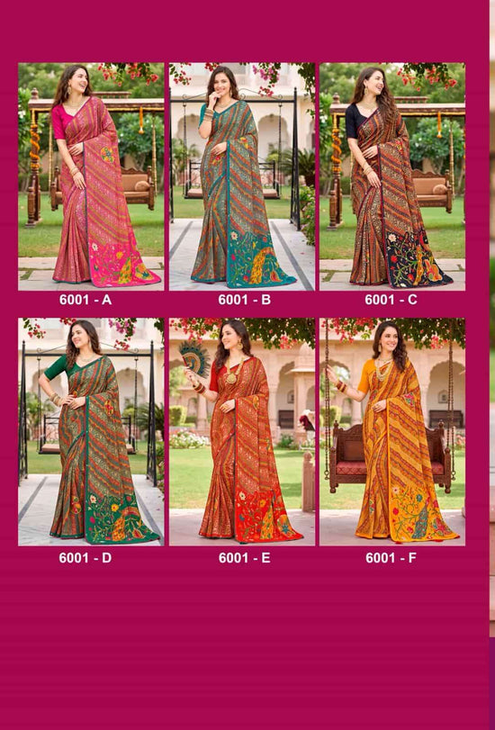 Vallabhi Indira Vol 6 Weightless Floral Mirror Work Georgette Saree