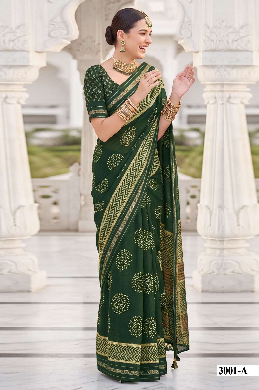 Vallabhi Mahisuta Vol 3 Moss Viscose Ethnic Print Saree