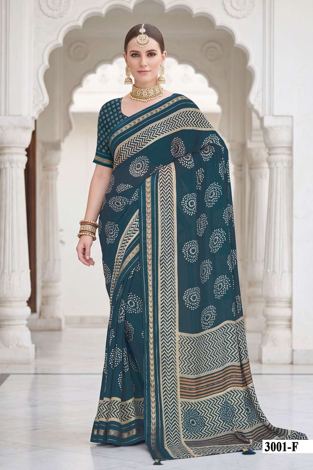 Vallabhi Mahisuta Vol 3 Moss Viscose Ethnic Print Saree