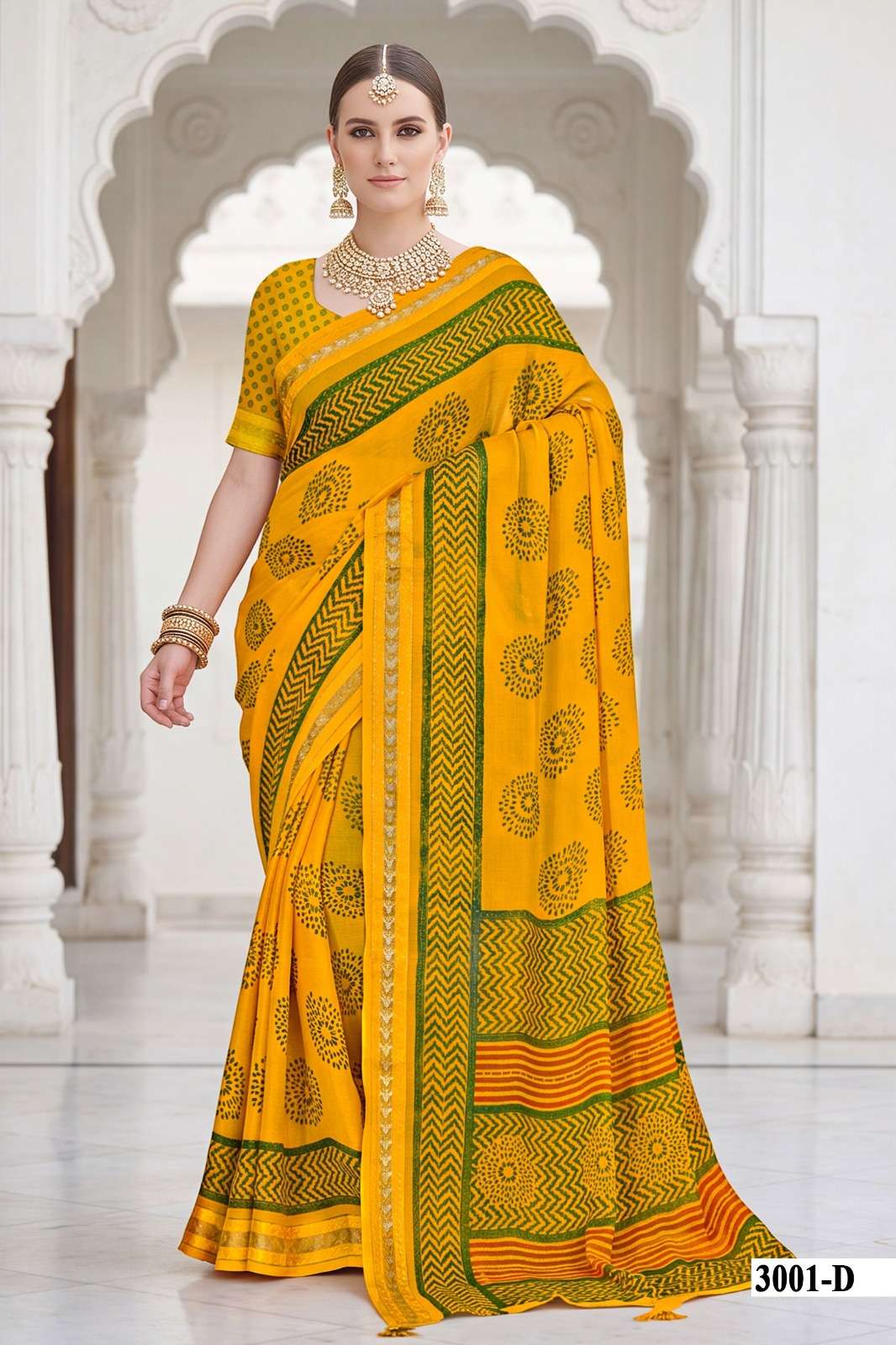 Vallabhi Mahisuta Vol 3 Moss Viscose Ethnic Print Saree