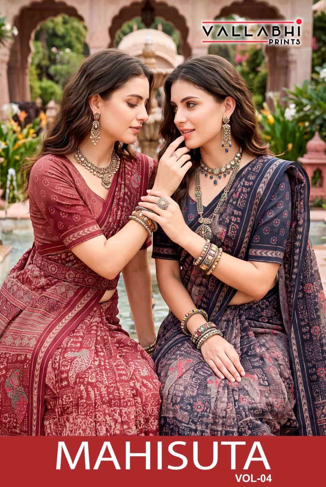 Vallabhi Mahisuta Vol 4 Moss Viscose Ethnic Print Saree
