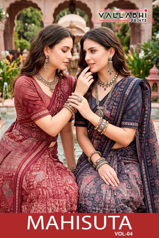 Vallabhi Mahisuta Vol 4 Moss Viscose Ethnic Print Saree