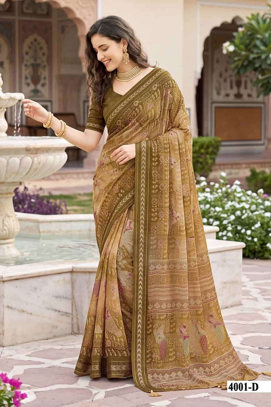 Vallabhi Mahisuta Vol 4 Moss Viscose Ethnic Print Saree
