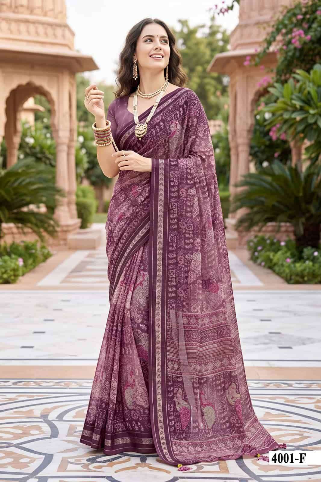 Vallabhi Mahisuta Vol 4 Moss Viscose Ethnic Print Saree