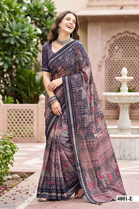 Vallabhi Mahisuta Vol 4 Moss Viscose Ethnic Print Saree