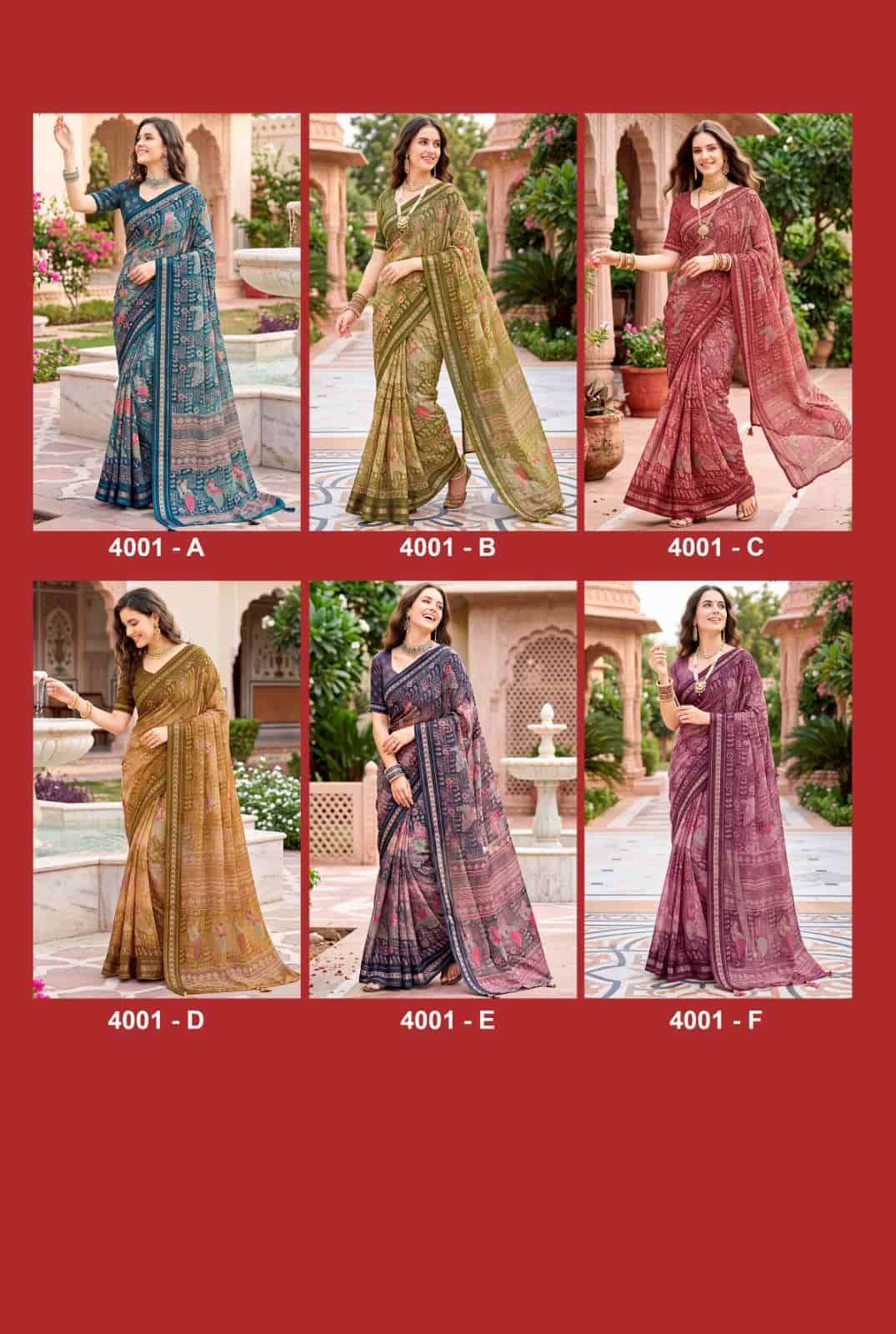 Vallabhi Mahisuta Vol 4 Moss Viscose Ethnic Print Saree
