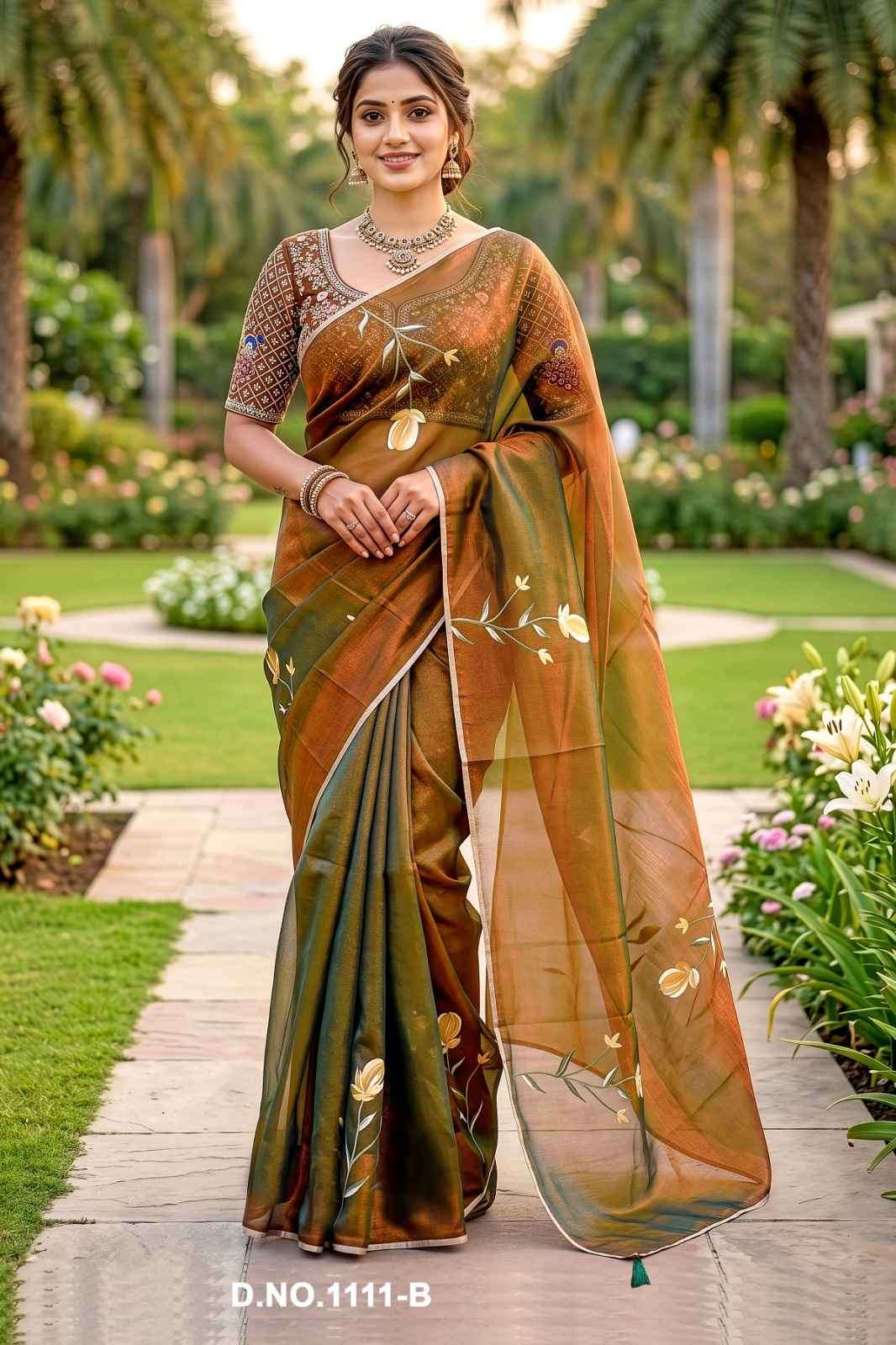 Vallabhi Manshika Vol 11 NC Satin Brush Print Saree - Amrah Wholesale