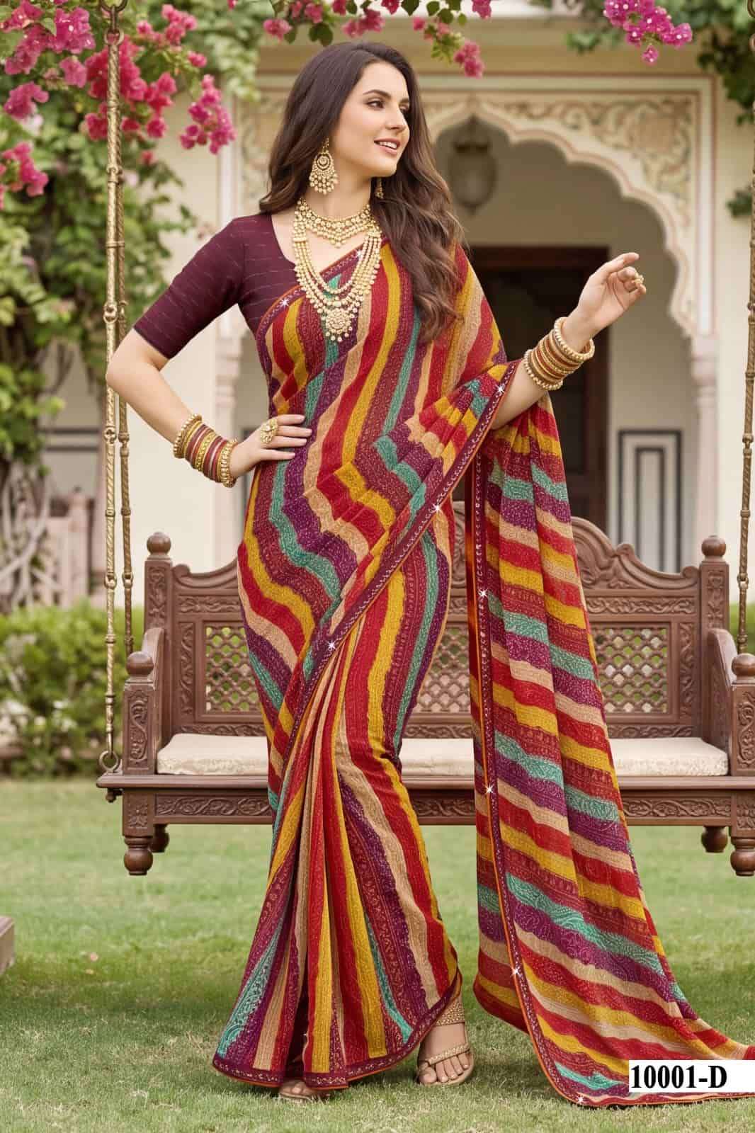 Vallabhi Parvana Vol 10 Dull Moss Leheriya Swarovski Saree
